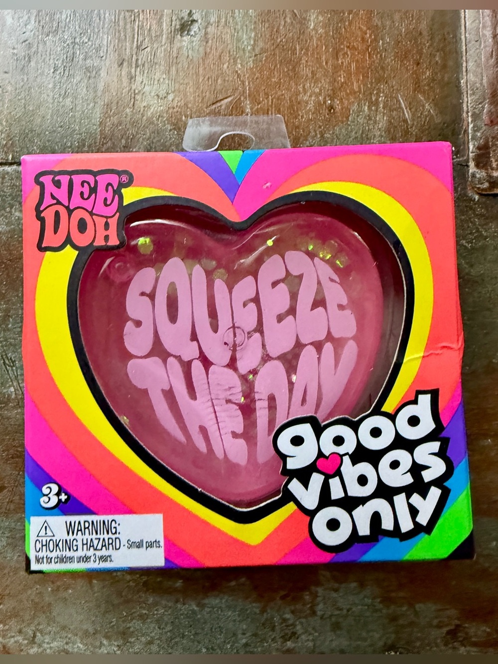 NIB NeeDoh PINK Good Vibes Heart Squishy- Rare!